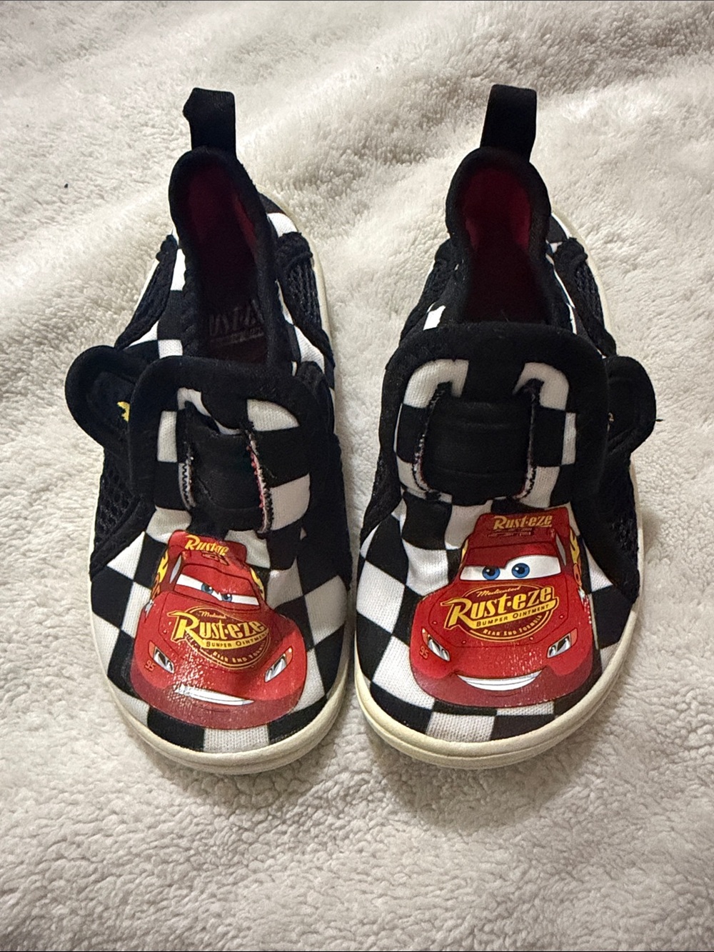Disney Pixar Cars Lightning McQueen Baby Toddler Checkered Velcro Water Shoes